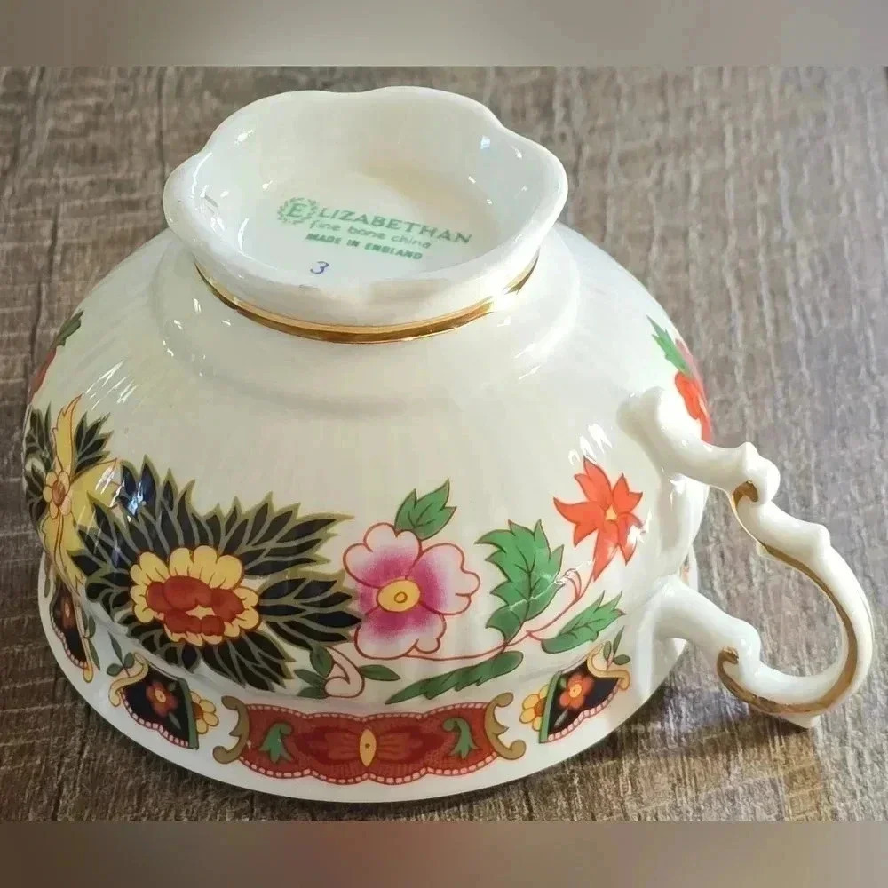 Vintage Oriental Elizabethan Fine Bone China Teacup & Saucer England Imari Style - Picture 5 of 9